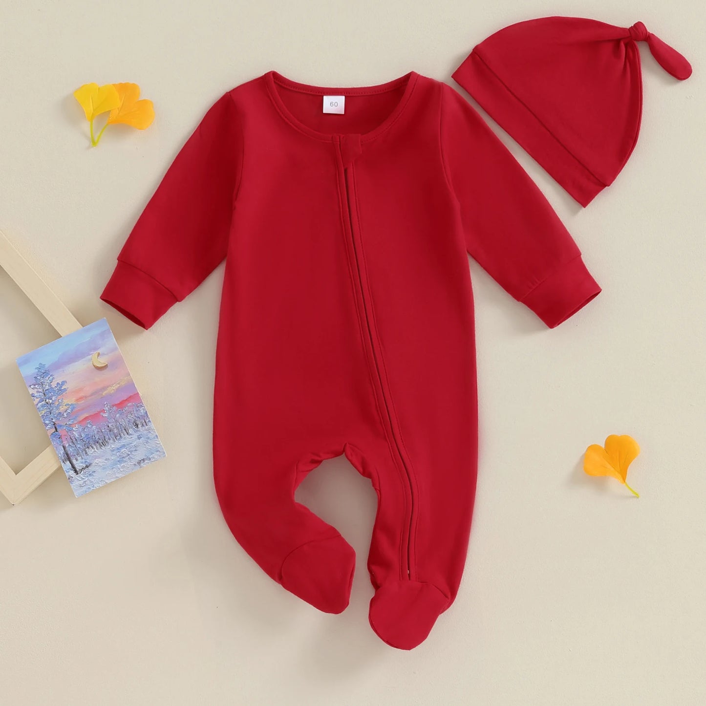 ma&baby 0-6M Newborn Infant Baby Boy Girl Jumpsuit Soft Long Sleeve Zipper Romper + Hat  Fall Spring Baby Outfits Clothing