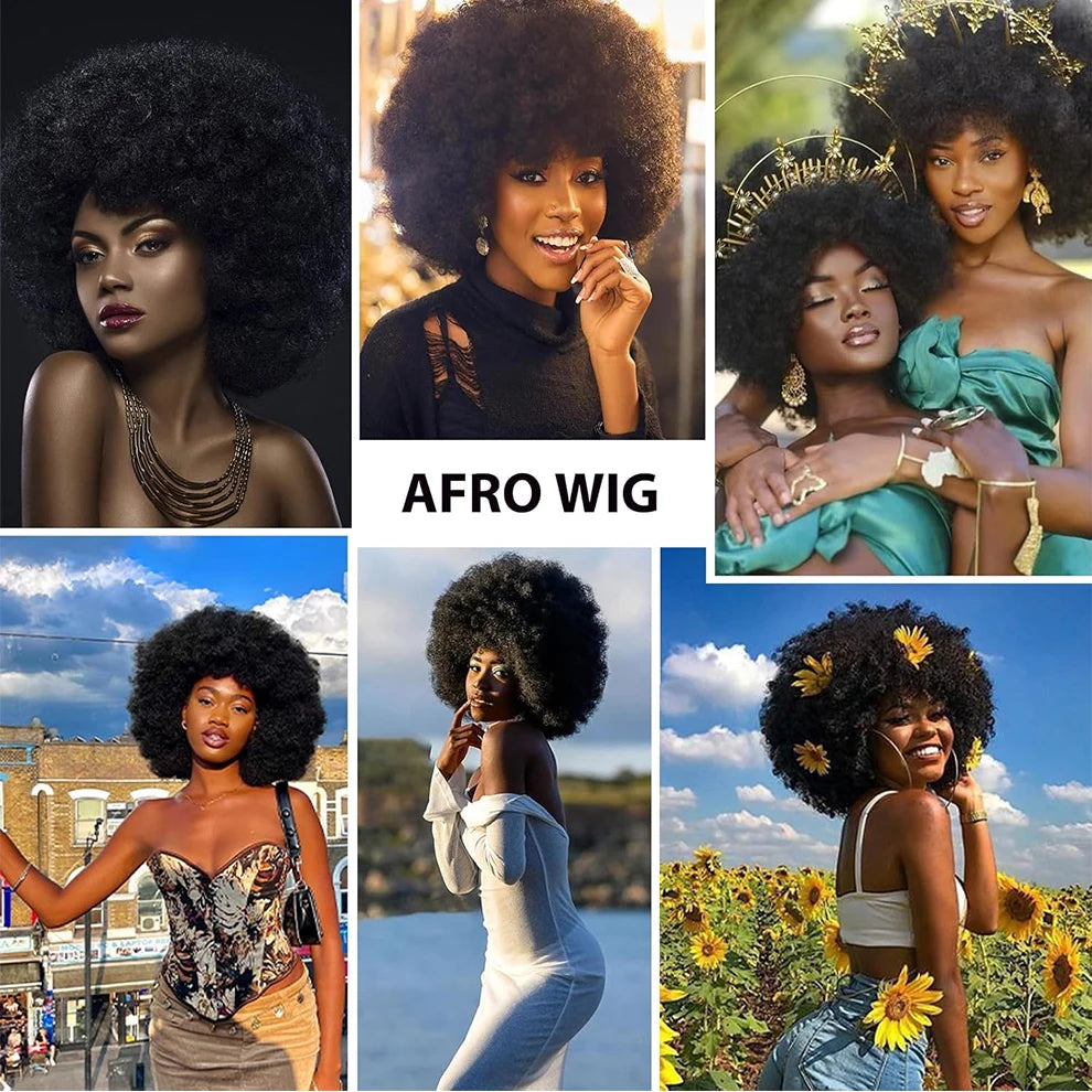Afro Curly Human Hair Wigs for Black Women 13x4 Lace Front Red Brown Afro Puff Wig Natural Looking Heat Resistant Bouncy Hair