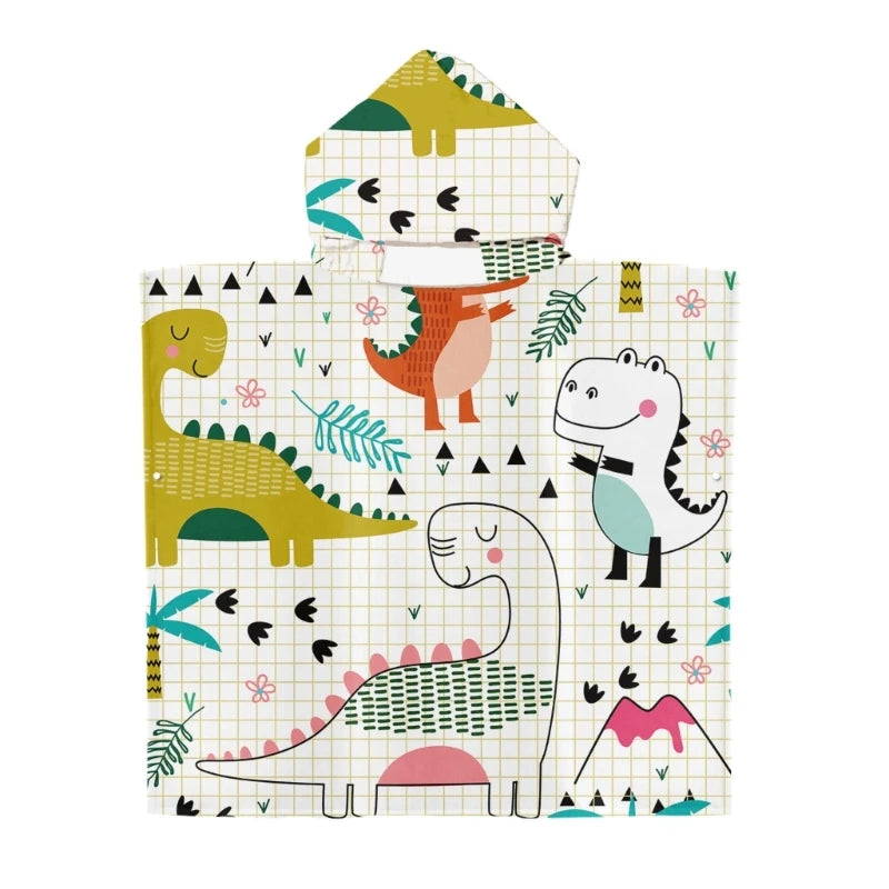 Toddler Kids Beach Towel Cotton Bathrobe Baby Boys Girls Dinosaur Animal Hooded Bathing Towel 60x60cm Children Dinosaur Blanket