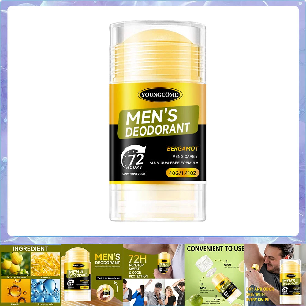 Men Sandalwood Deodorant Stick Anti Sweating Keep Drying Lasting Fragrance Remove Armpit Odor Underarm Refresh Sticks 1/2/4set