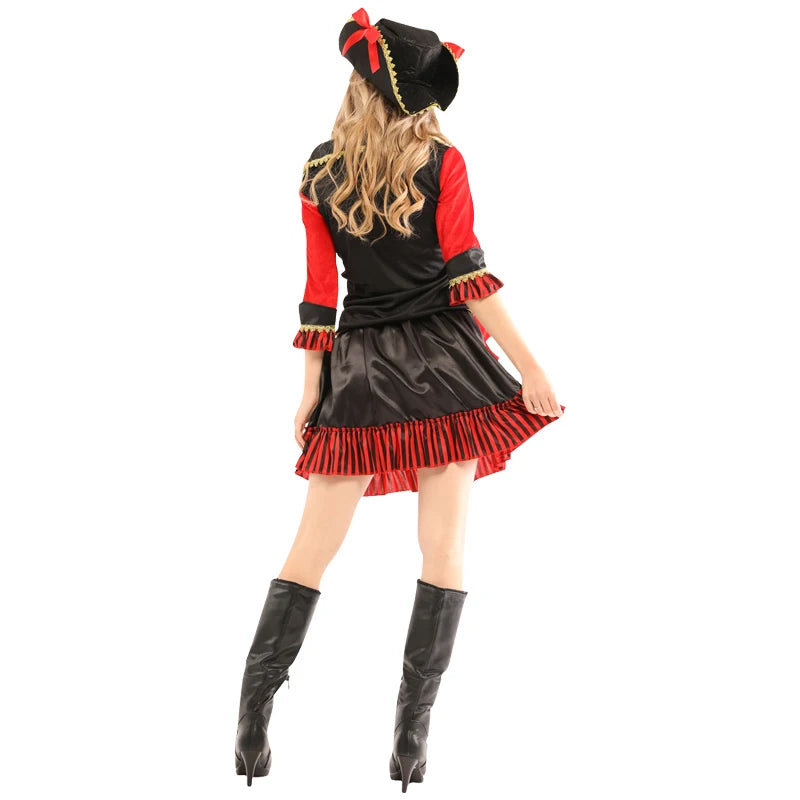 Halloween Theme Women Fancy Dress ，Parent-child Role Playing Cosplay Costumes,Female Pirates Captain of the Caribbean