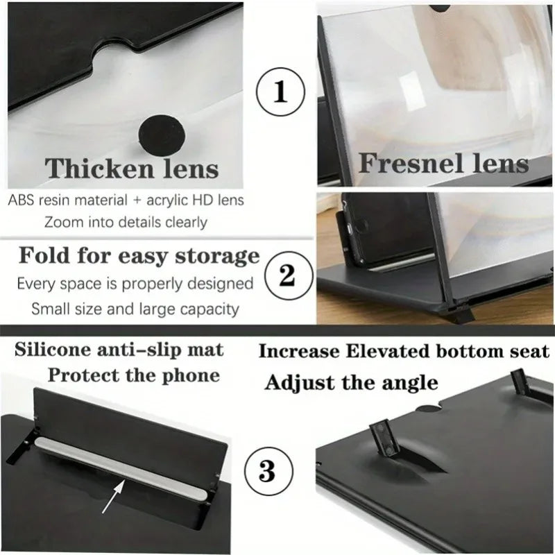 HD Mobile Phone Screen Amplifier 10/12 Inch Anti-Blue Light Eye Protection Clearer Vision Magnifier for Digital Wellbeing