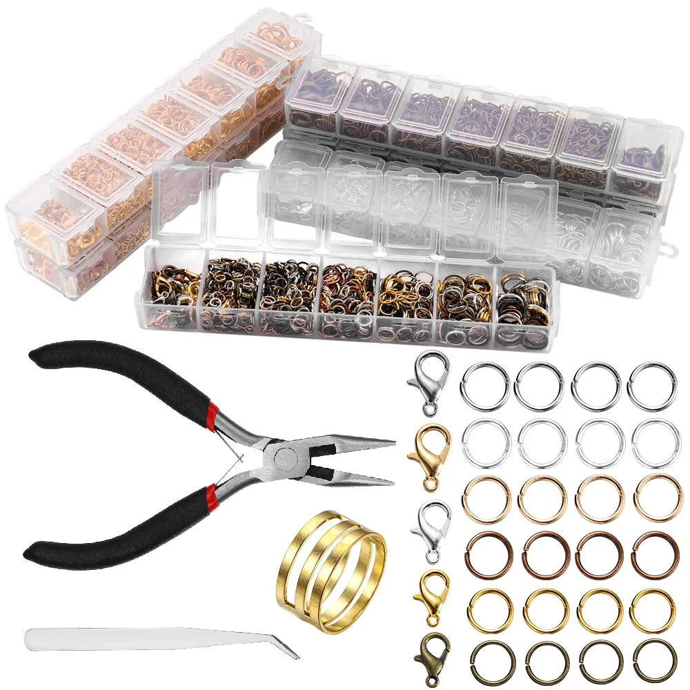 1353Pcs Open Jump Rings and Lobster Clasps Jewelry Findings Kit with Pliers for Jewelry Making Accessories Supplies