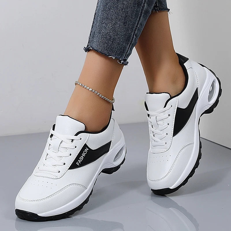 Women's Thick Sole Casual Sneakers women Fashion Vulcanized Shoes Designer Trainers Platform Lace Up Walking Shoes