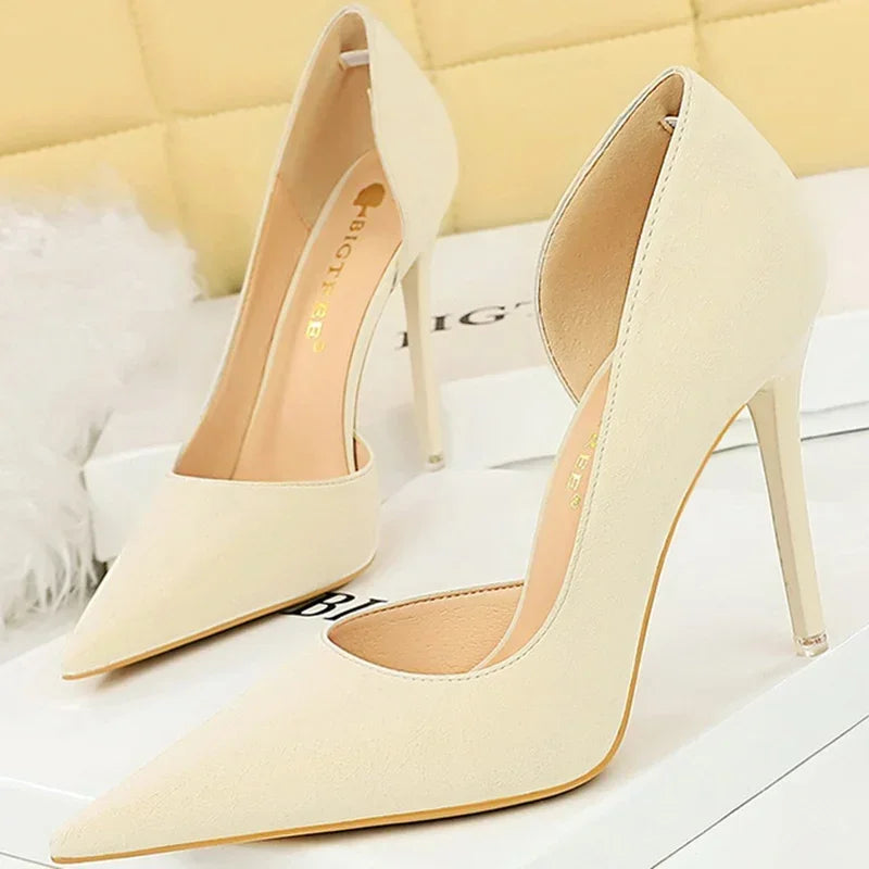2025 New Women 11cm High Heels Wine Green Pumps Plus Size 34-43 Stripper Evening Orange Heels Lady Wedding Bridal Scarpins Shoes