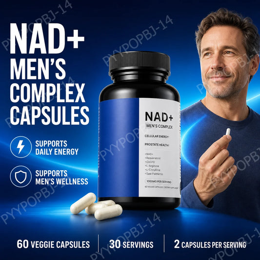 Men's Wellness Complex with NAD+ CoQ10 Resveratrol  L Arginine Daily Energy Vitality Support 60 Veggie Capsules