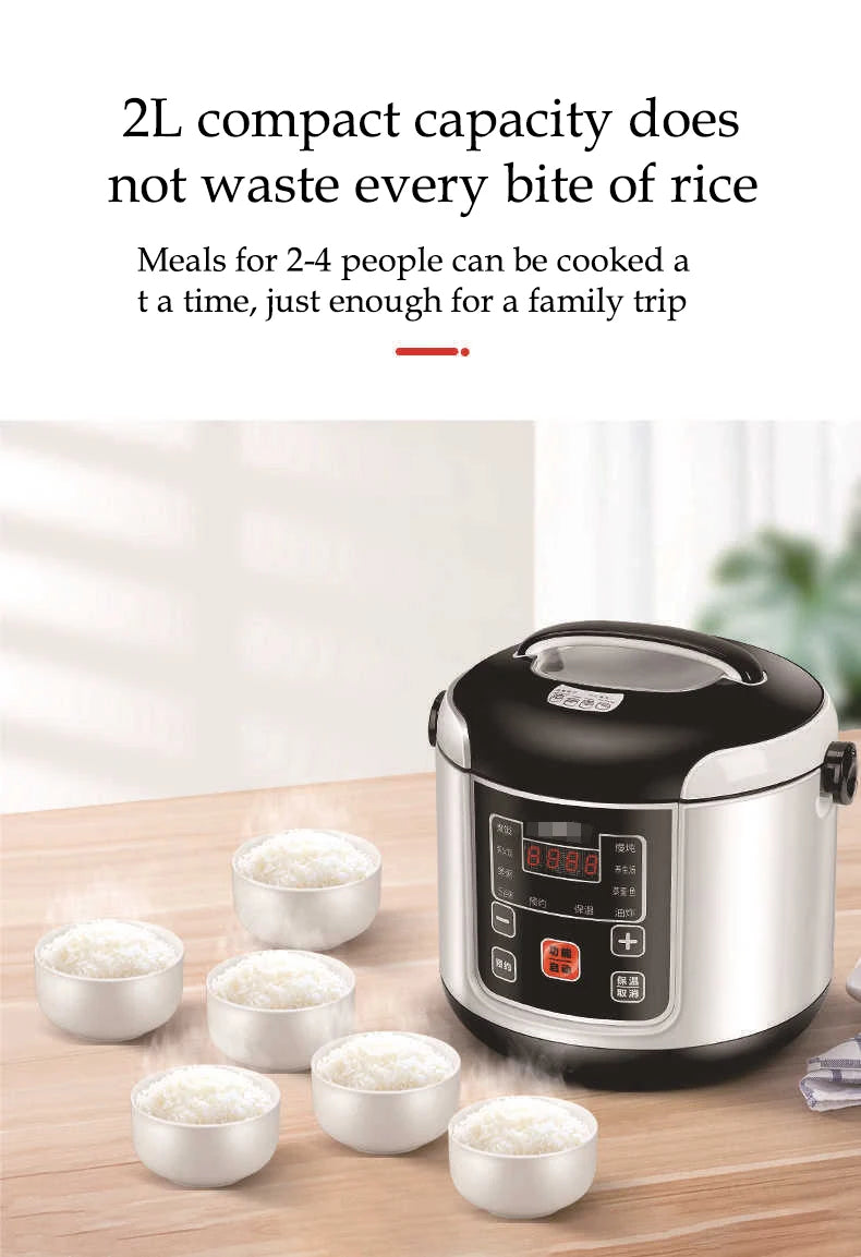 Electric Car Rice Cooker 2L Portable Truck Multi-Cooker Soup Porridge Cooking Food Steamer Electric Lunch Box 12V or 24V