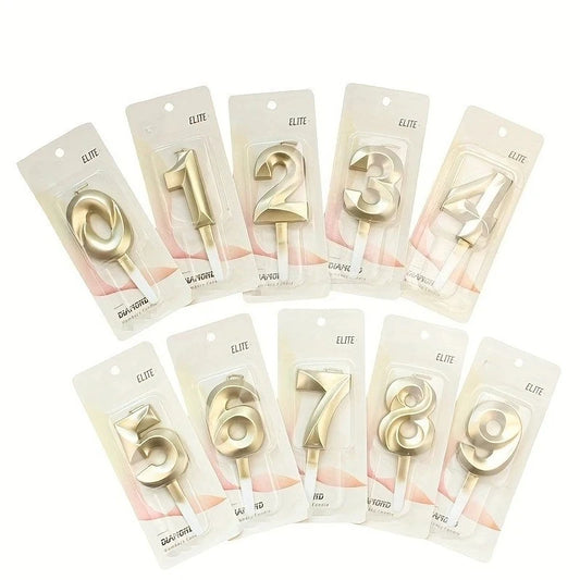 3D Gold Diamond Number Candles – Large Birthday Cake Topper for Wedding Anniversary & Party Home Celebration