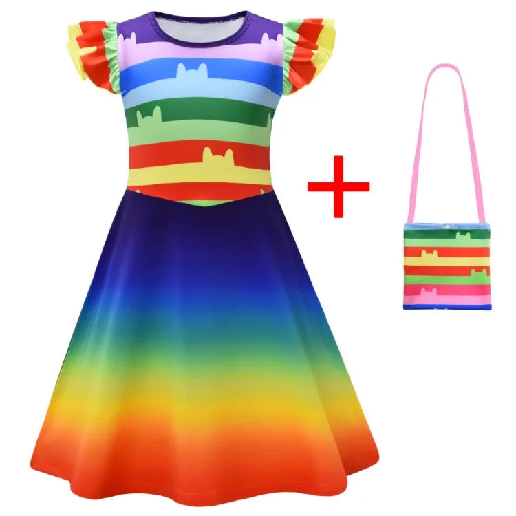 Vestido De Gabby's Dollhouse Clothes Kids Gabbys Cats Cosplay Costume Toddler Girls Carnival Birthday Party Dress with Headband