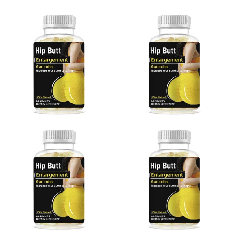 Hip Butt Enlargement Gummies for Buttocks Hips and Thighs Adults Glute Curve Support Gummies for Women Peach Flavor 60 Count