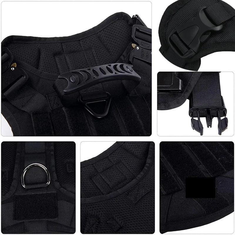 Tactical Dog Harness, Adjustable No-Pull Handle Service Vest Heavy Duty Pet Large Breed,  Dog Vest for Training Hunting Walking