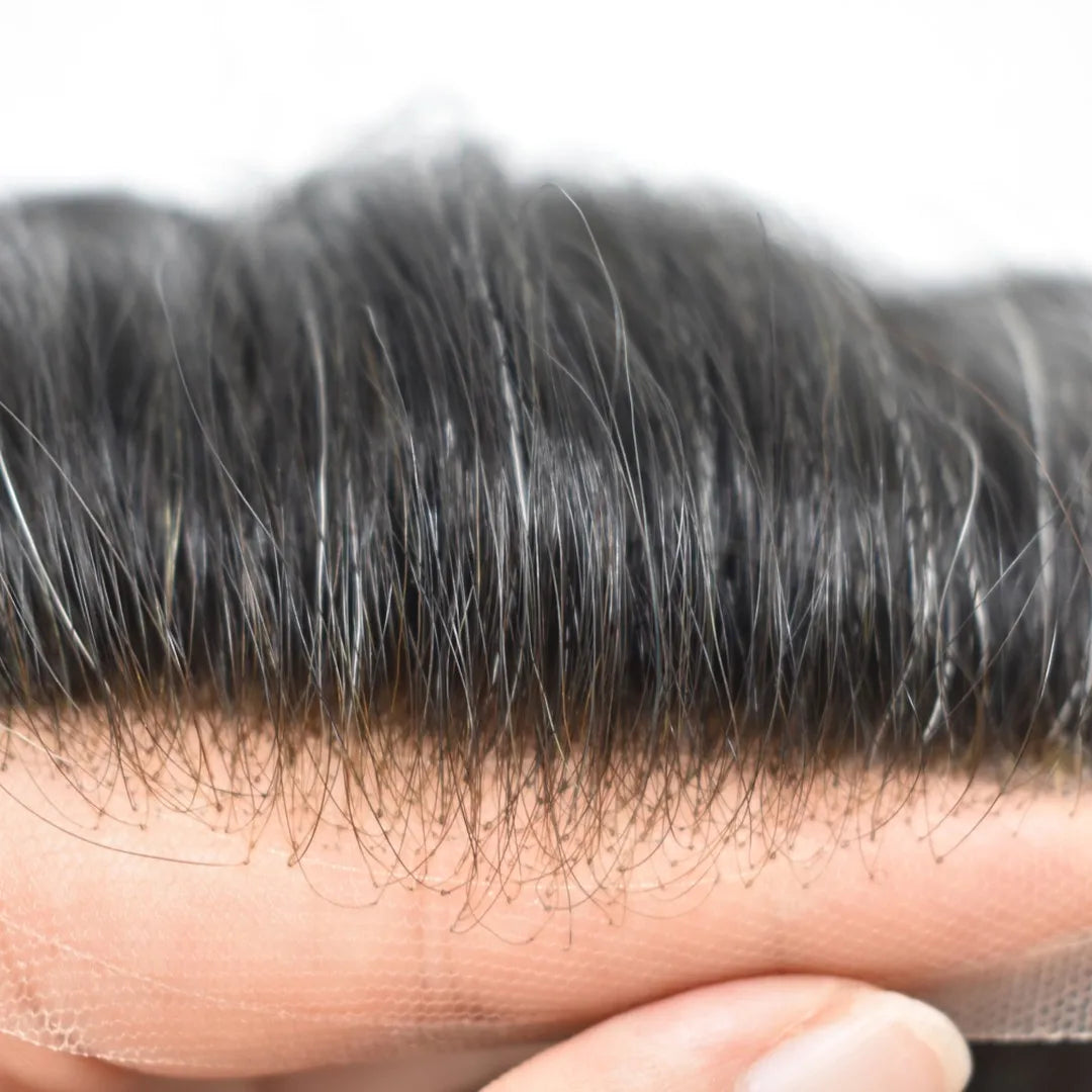 Toupee for Men Human Hair Wigs Men Toupee Mono Base with Lace Front Hair Units Curly Wave Men Toupee Hair Real Human System