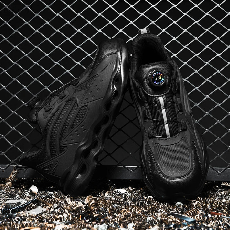 Rotating Button New Safety Shoes Men Anti-smash Anti-puncture Work Shoes Fashion Men Sport Shoes Security Protective Boots Men