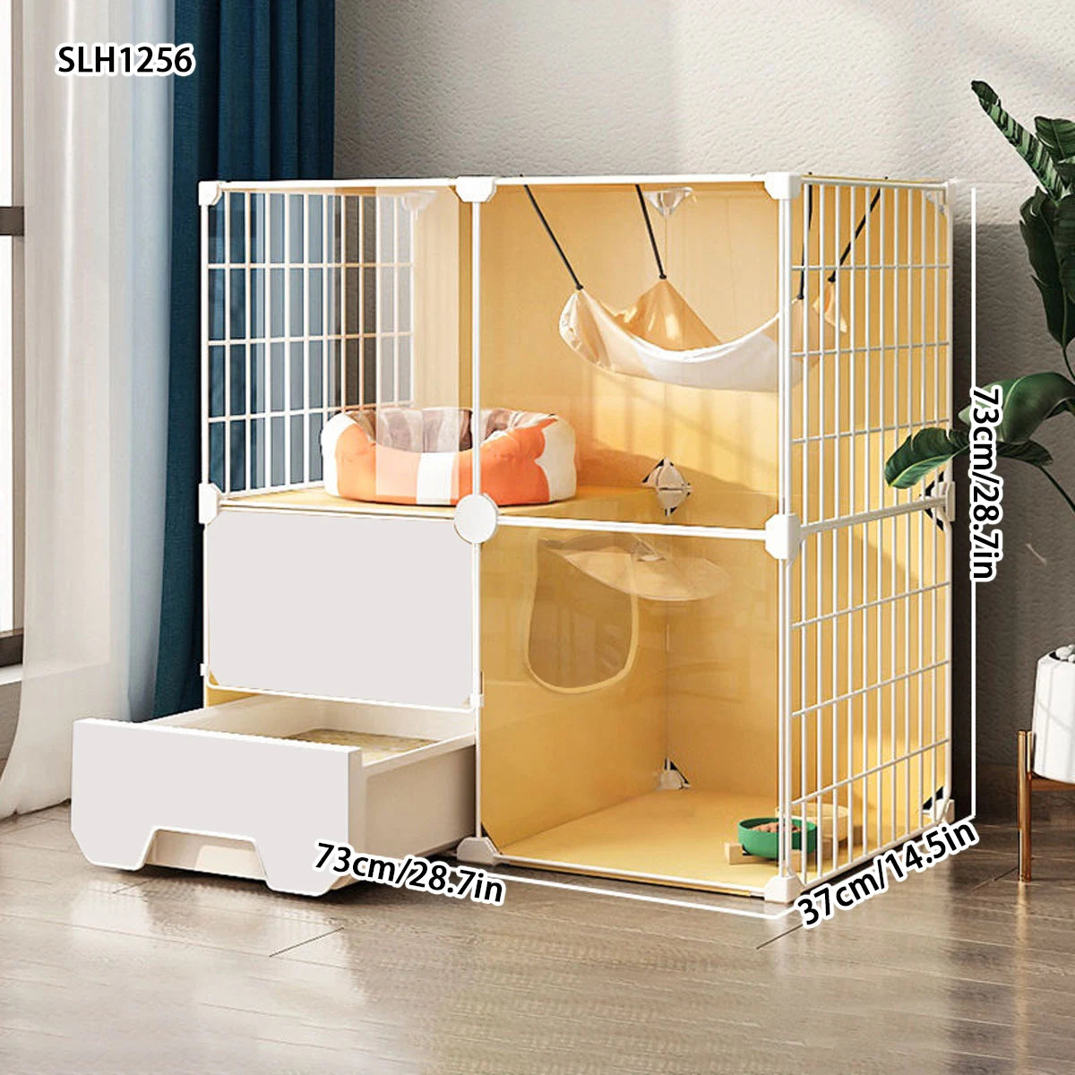 Cat cage with enclosed cat litter box indoor cat cage household cat cage with toilet integrated cat house cat house