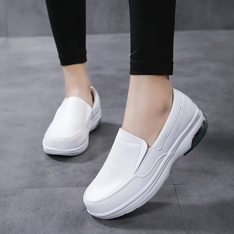 Sneakers Women Nurse White Shoes Comfortable Women Walking Shoes Breathable Female Flats Footwear Platform Lightweight Slip-On
