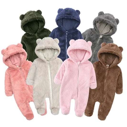 New Arrivals Toddler Baby Clothes Romper Boys Girls Pajamas For Kids Fleece Warm Hooded Overalls Infant Jumpsuit Newborn Outfits