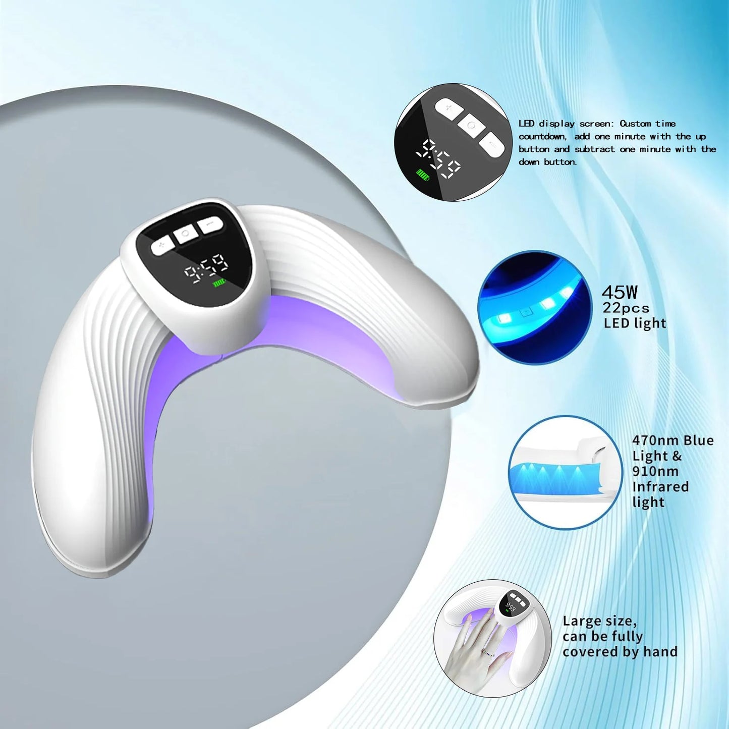 Led Nail Art Lamp Auto On Effectively Remove Nail Fungal Light Fingernail Fungus Treat with Display Curing Lamp