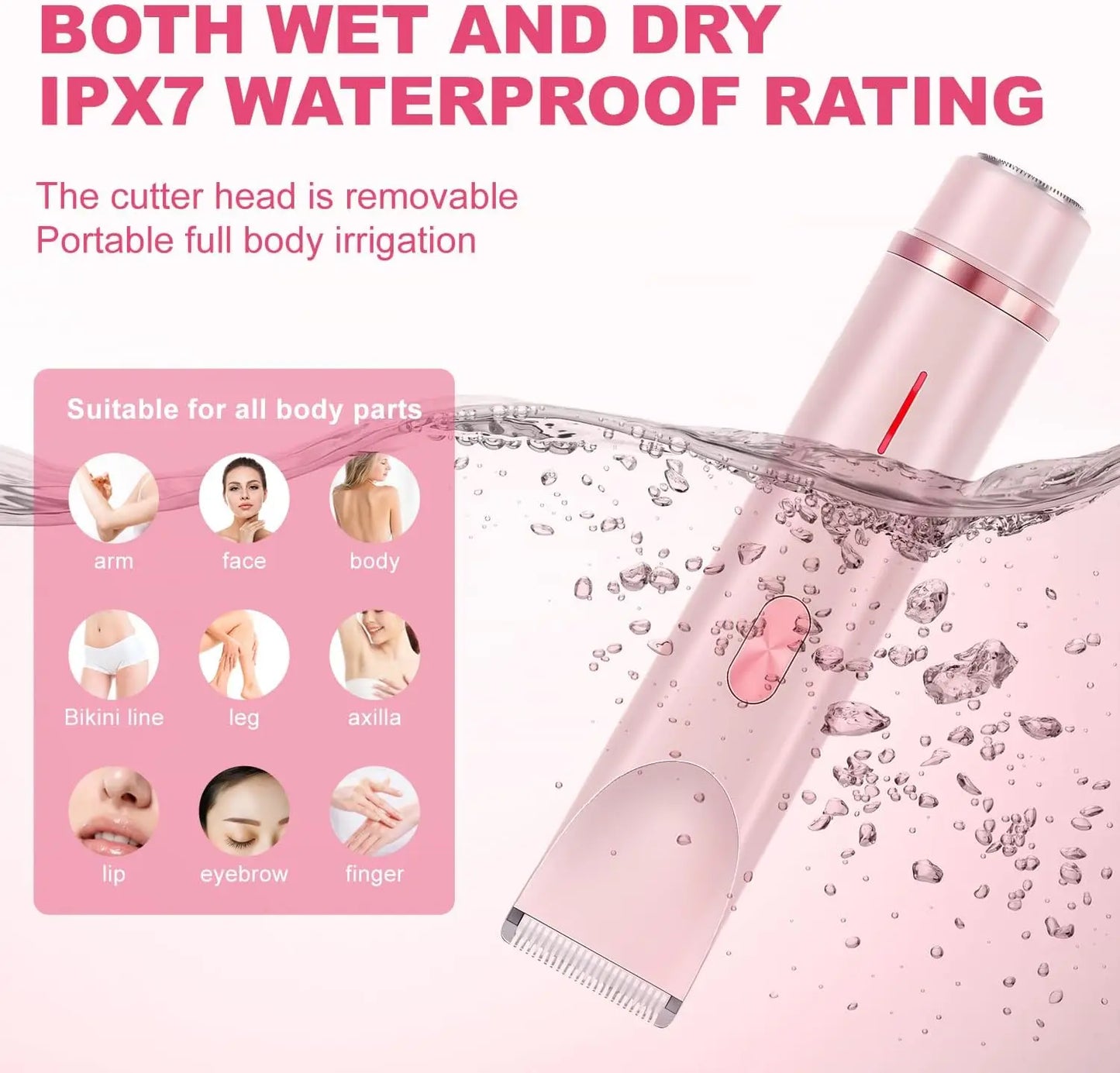 2 in 1 Electric Razor Woman Shaver Painless Waterproof Leg Bikini Body Hair Trimmer Lady Facial Mustache Epilator Hair Remover