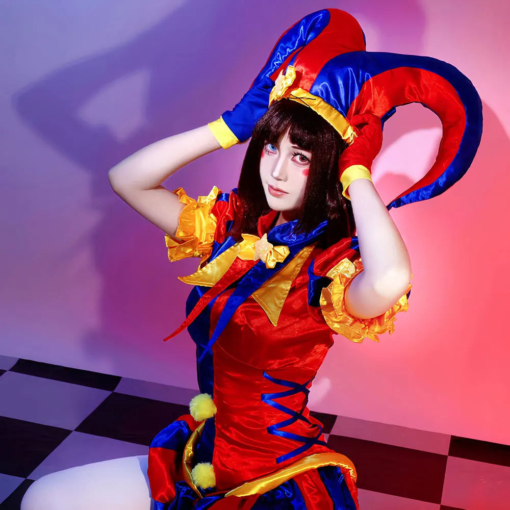 Halloween Carnival Party Outfit Pomni Cosplay Costumes Clown Uniform Anime The Amazing Digital Circus Role Play