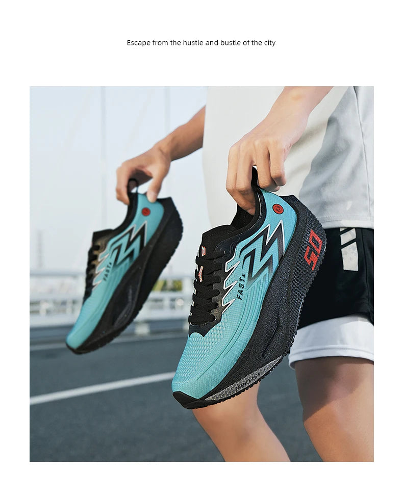 Men Running Shoes Carbon Plate Marathon Speciality Sports Breathable Lightweight Women's Comfortable Nonskid Leisure Sneakers