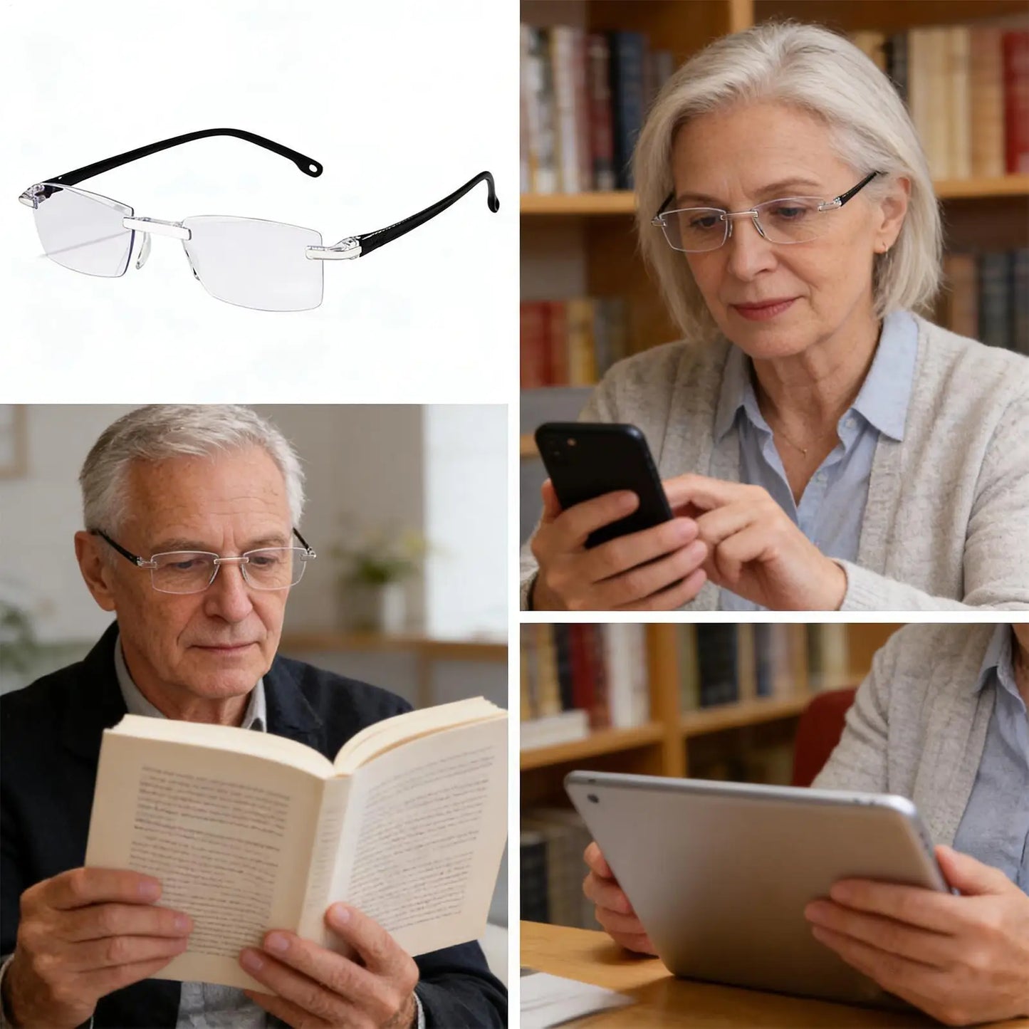 Smart Automatic Zoom Reading Glasses Anti Blue Ray Eyeglasses Autofocus Power Rimless Near Far Computer Glasses