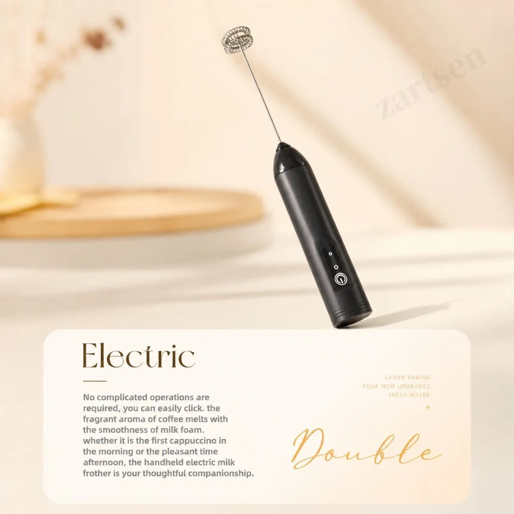 Electric Milk Frother + Egg Beater Wireless Type-C Charging 3 Speeds Mini Handheld Foam Maker Coffee Whisk Cooking Tools