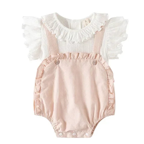 2025 New Summer Toddler Baby Girls Jumpsuit Flying Sleeve Cotton Flower Print Newborn Baby Girls Romper 0-24M Baby Clothing
