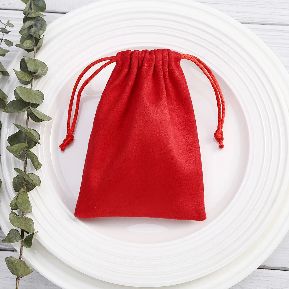 50pcs 7x9cm Light Blue Flannel Drawstring Packing Jewelry Packaging Display Luxury Velvet Suede Pouches Wedding Favors Gift Bags