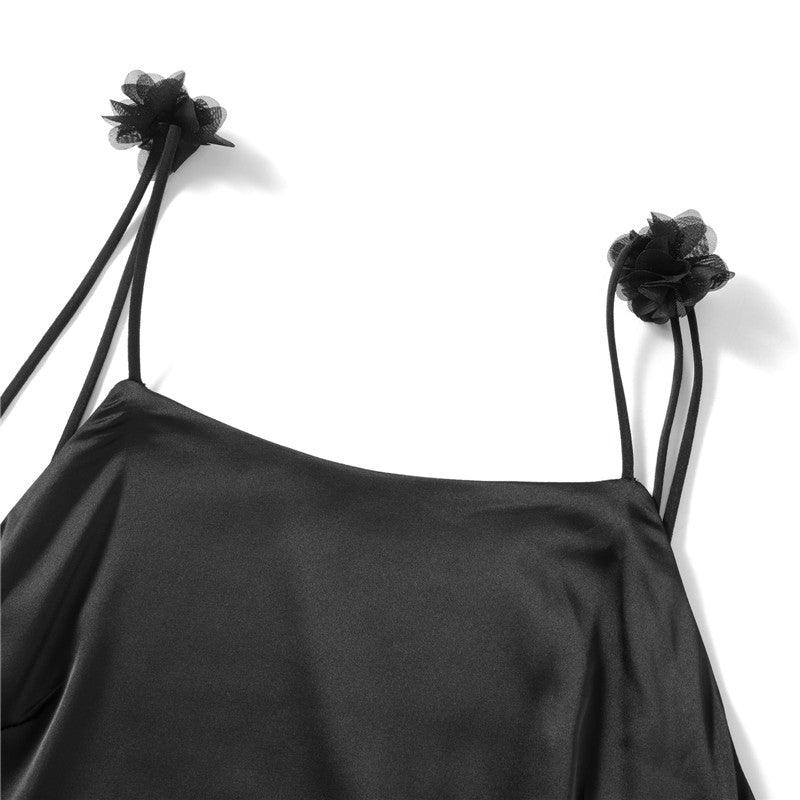 hirigin Women Long Bodycon Dress Solid Color Flower Tassel Sleeveless Sling Cocktail Dress Summer Party Club Backless Long Dress