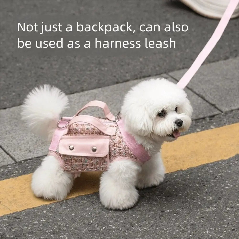 Stylish Dog Horizontal Backpack Elegant with Leash Handle Pet Traction Backpack Breathable Edge-wrapped Cat Carrier Bag Travel