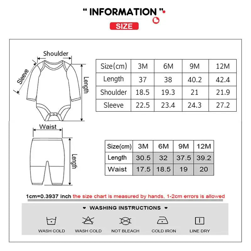 6 Pcs Cotton Bodysuits+Pants Long Sleeve Newborn Baby Girl Clothes Sets Spring Print Baby Boy Clothes Solid Color 0-12M Autumn