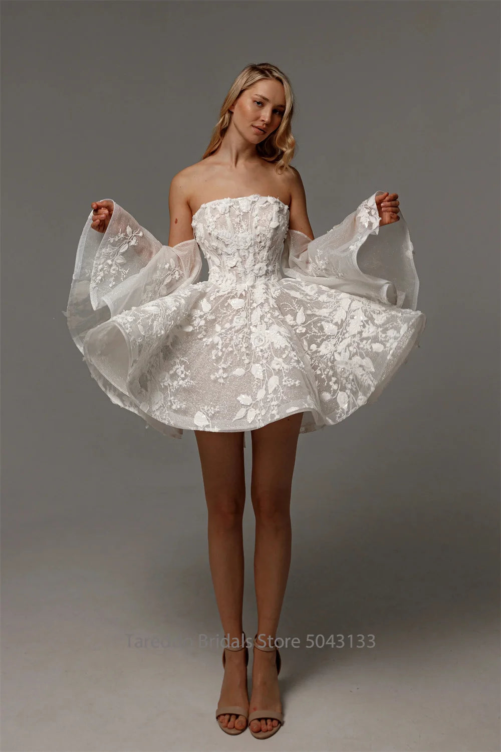 Customized Off Shoulder Two Pieces Wedding Dress Lace Applique Detachable Skirt 2in1 Style Versatile Design Bridal Dress