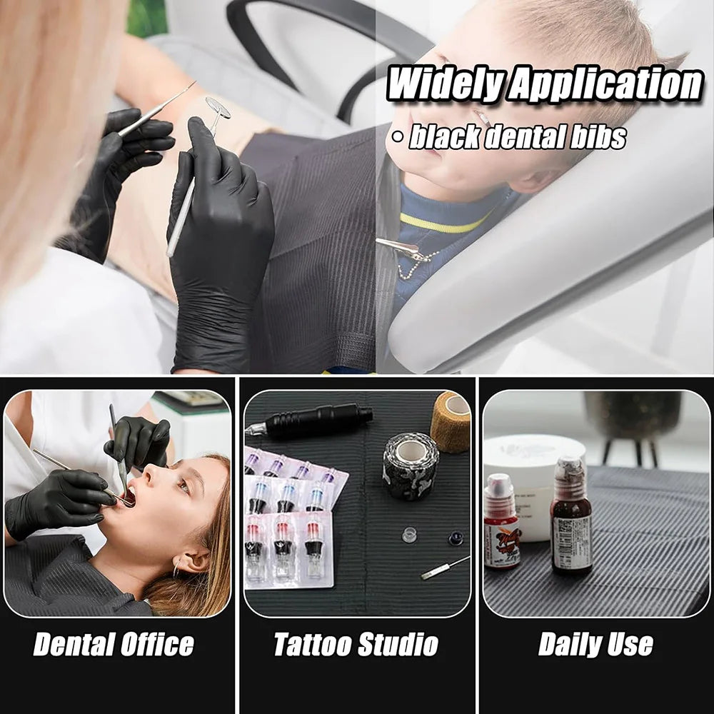 250/125/50/5pcs Black Tattoo Bibs Cleaning Wipes Pad Disposable Dental Tattoo Waterproof Sheets Paper Tattoo Accessories