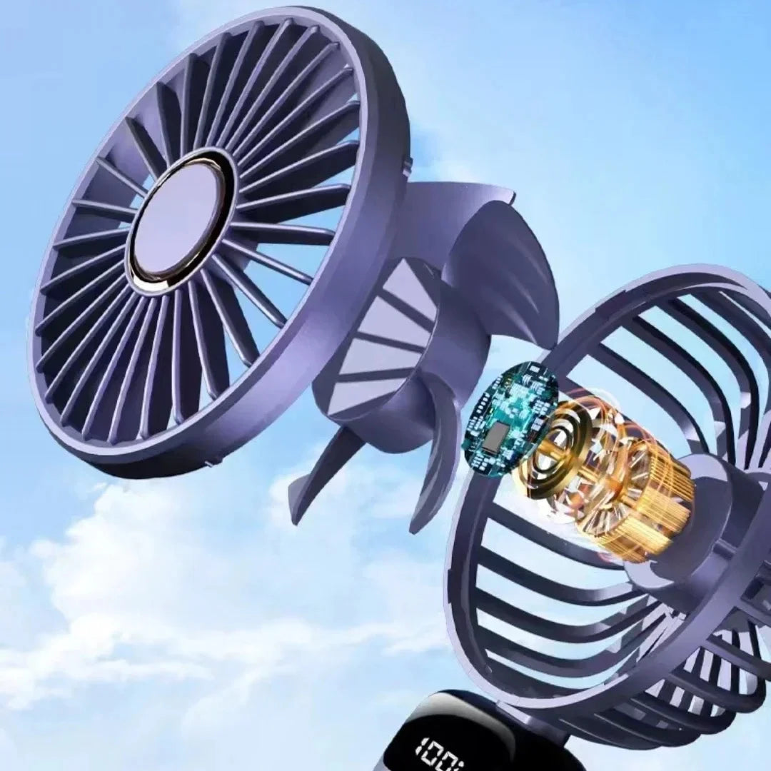5-Speed Portable Handheld Mini Fan Foldable Neck Hanging Fans USB Rechargeable Fan with Phone Stand and Display Screen fan