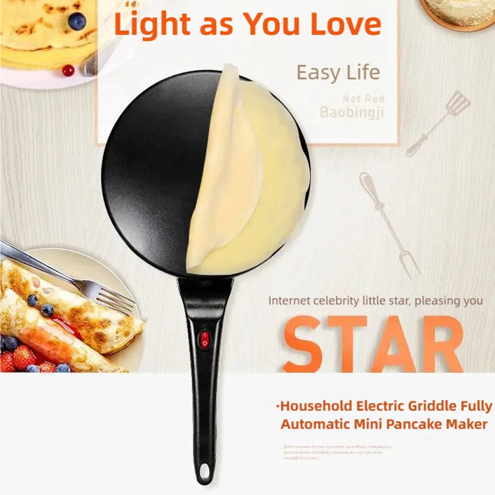 TINSOL Electric waffle maker, cake maker, breakfast pizza baking machine, pancake griddle, non-stick pan, spring roll frying pan