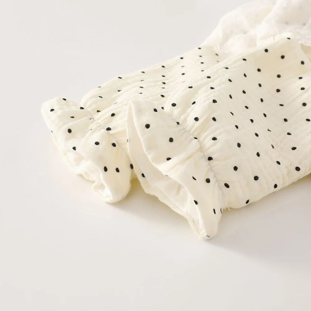 Gauze Baby Rompers Girls Floral Dot Print Peter Pan Collar Newborn Clothing Spring Autumn Infant Girl Long Sleeve Jumpsuit