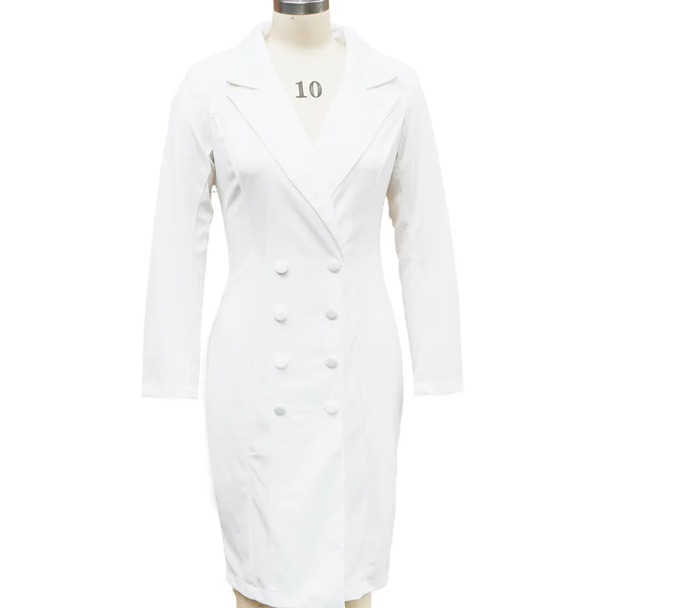 Business Suit Style Midi Dress Women's Slimming Waist Design Commute Fashion Autumn Winter Office Dress Single Piece