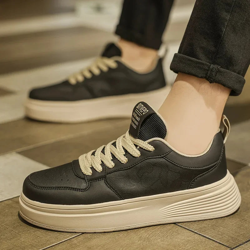 Men's Casual Sport Shoes Thick Bottom Invisible Heightening 10cm Rubber Outsole Synthetic Upper Breathable Lace-Up Sneakers