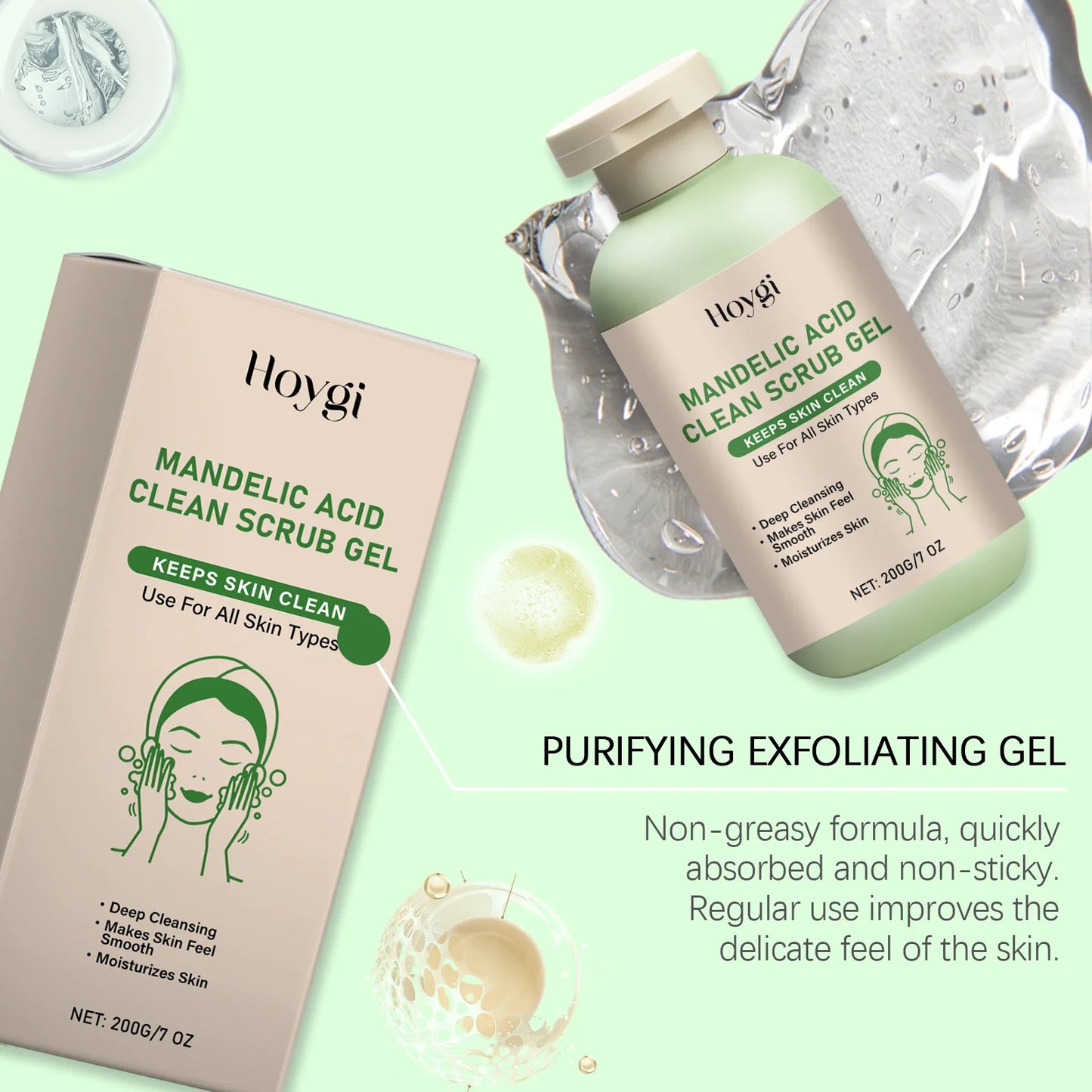 Mandelic Acid Body Exfoliating Gel Gentle Exfoliation Lasting Moisture Cleaning Remove Dead Skins Smooth Skin Cleans Scrub Gels