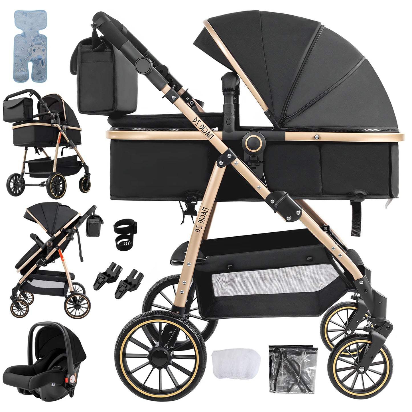 3-in-1 Baby Stroller Convertible Car Seat Carrier Newborn