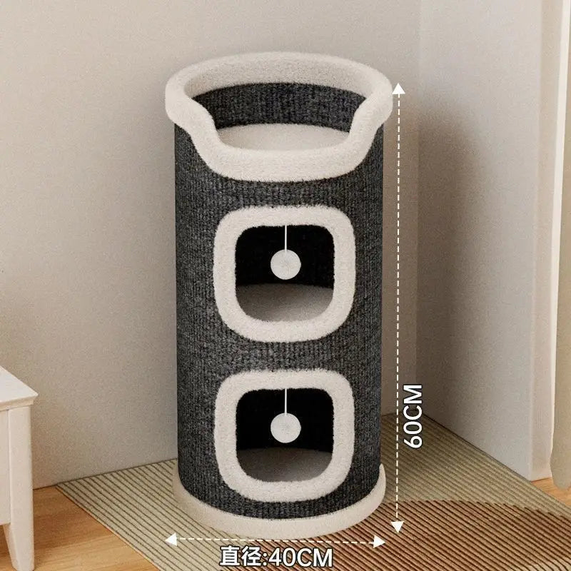 Cat House with Cozy Large Condos Spacious Cat Bed with Luxury Flower Perch Pompom Ball Cat Furniture for Indoor Cat Toys