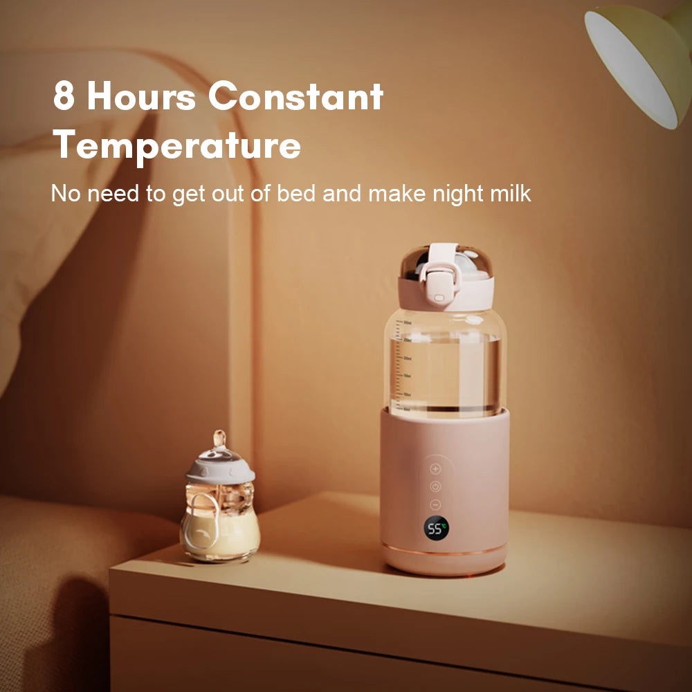 Portable Bottle Warmers For Baby Milk USB Rechargeable 37-55℃ Temperature Control Wireless Electric Baby Bottle Heater On-the-go