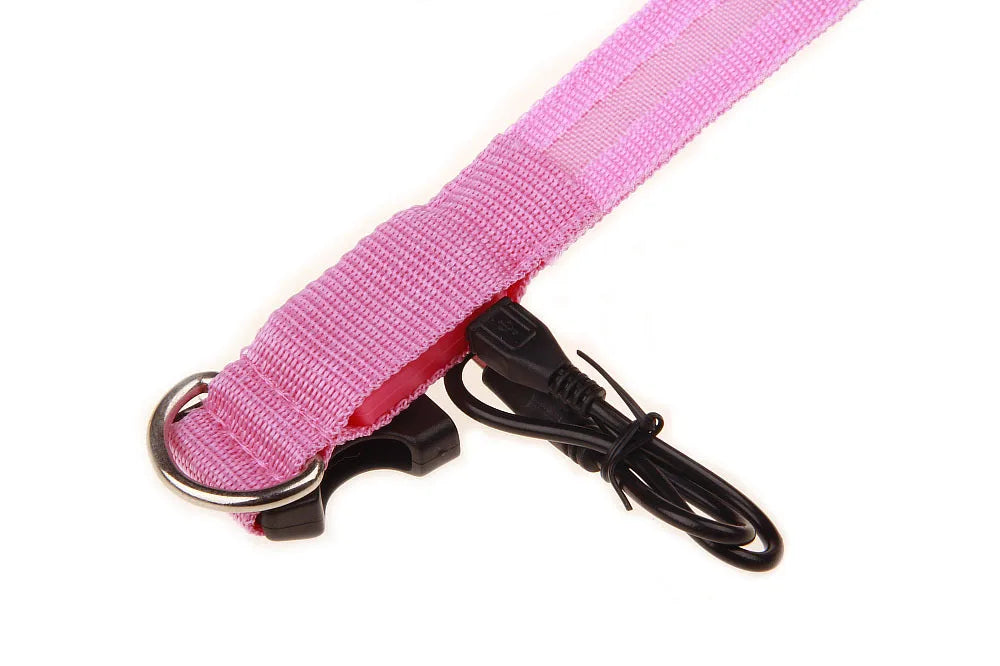LED Illuminated Dog Collar Adjustable Flashing Lights USB Rechargeable Suitable For Small,Medium,Large,Dog Pet Safety Harness