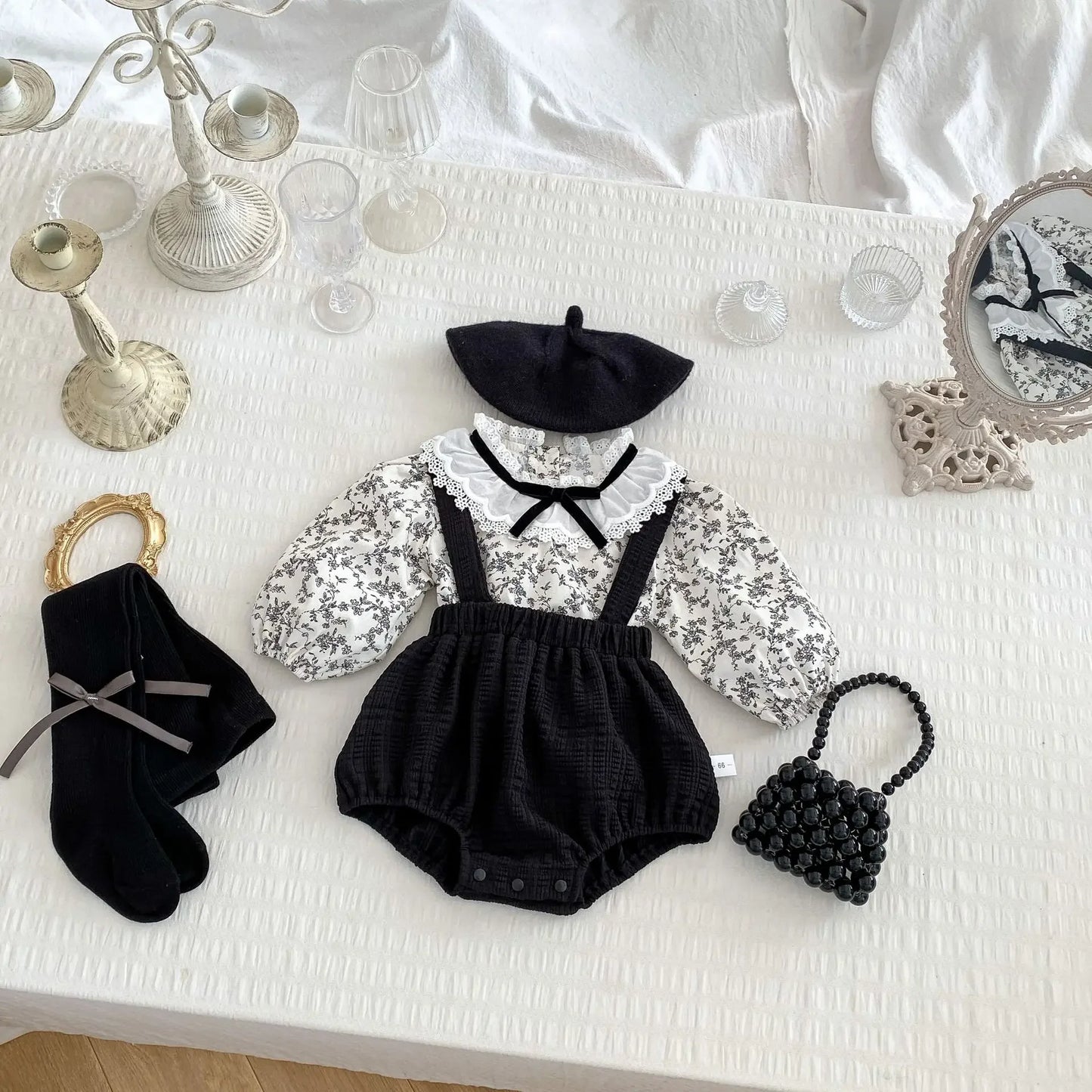 5364 Baby Clothes 2025 Spring Fahion Baby Girl's Bib Suit Lapel Long-sleeved Shirt Or Bag Fart Pants Climbing Clothes