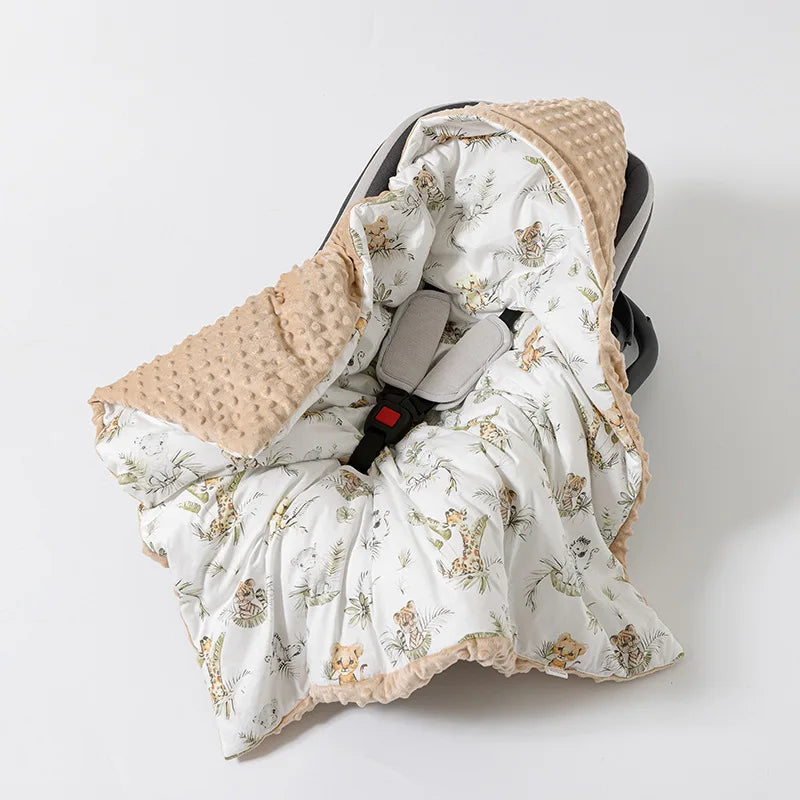 Baby Stroller Blanket Newborn Safety Seat Basket Sleeping Blankets Fleece Quilt Baby Swaddle Wrap Hooded Stroller Cover