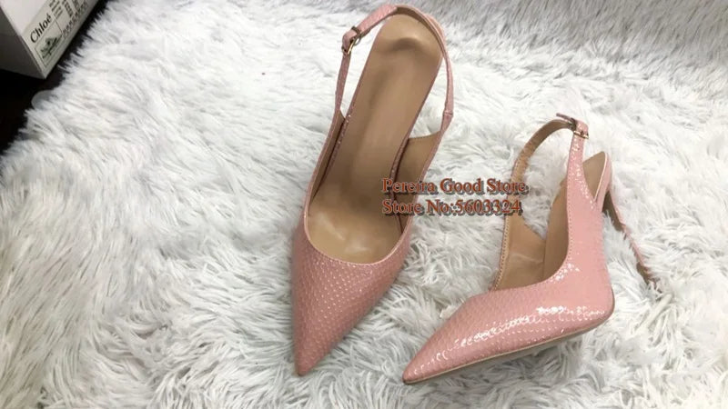 Yellow Snakeskin Slingback Pumps Pointy Toe Shallow Stiletto Heels Dress Shoes Cut-out Heels Women Shoes 12Cm 10Cm 8Cm