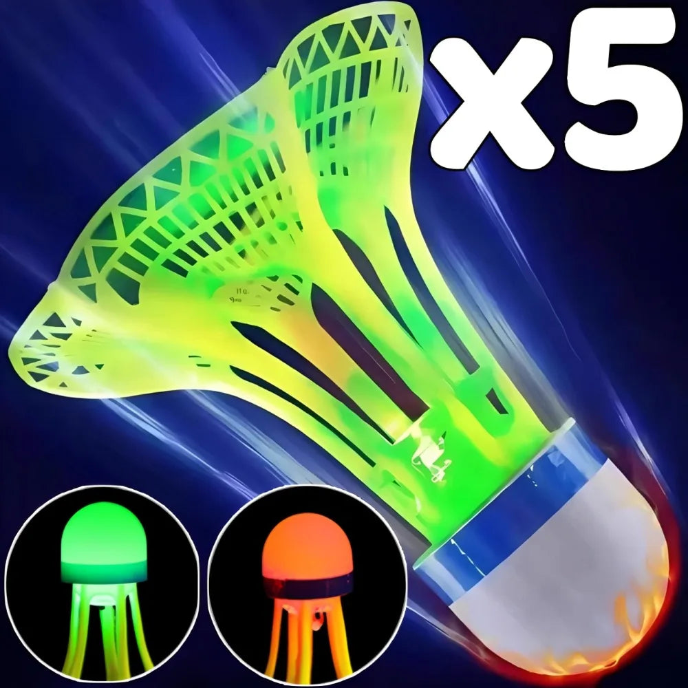 LED Luminous Badminton Shuttlecock Glow in The Dark Nylon Birdies Windproof Outdoor Night Training Sports Fitness Green Red