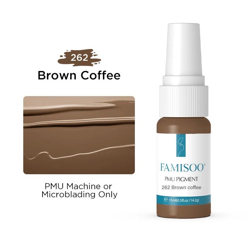 FAMISOO 15ml Permanent Makeup Pigment Microblading Paint Ink Body Art Eyebrows Eyeliner Tattoo Inks Makeup Supplies 0.5OZ