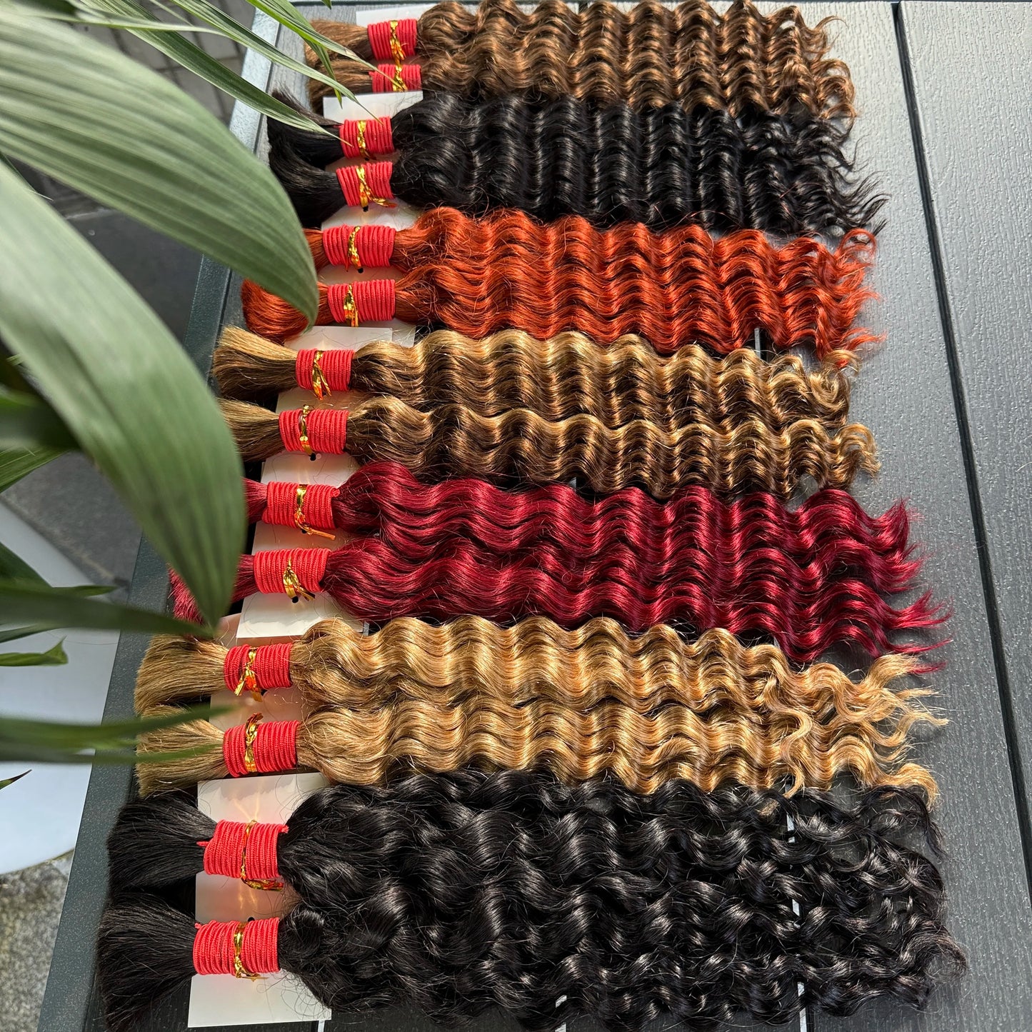 4/27# 99J# Colored Human Hair Boho Braiding Hair 50g/bundle Deep Wave Brazilian Human Braiding Hair for Black Women