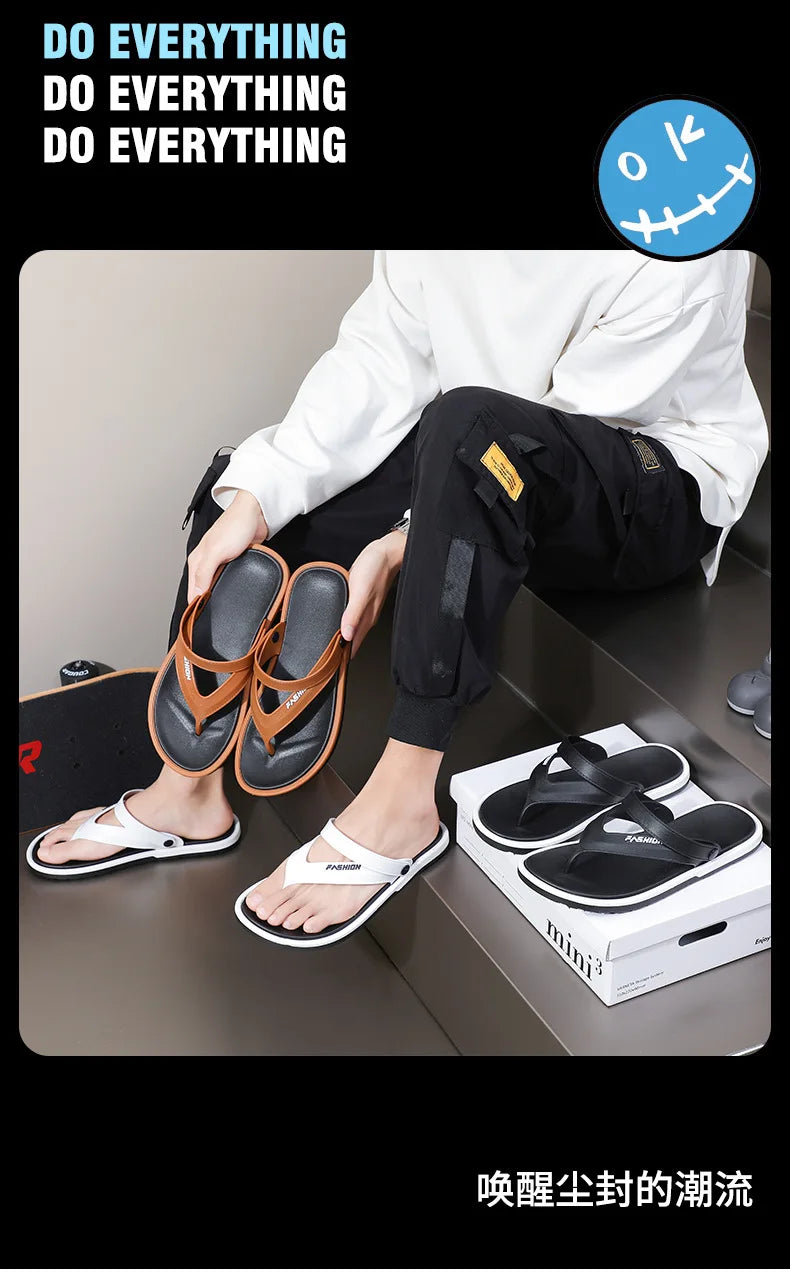 Flip-flops men's fashion trend summer foreign trade cross-border external wear breathable and wear-resistant toes two sandals
